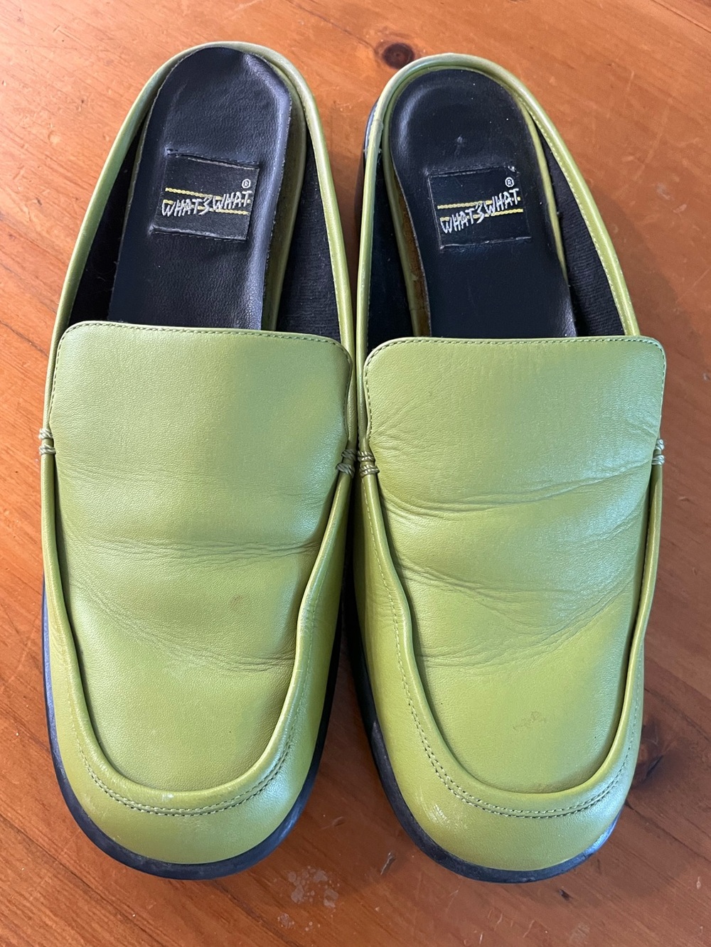 Y2K What’s What by Aerosoles Women’s Green Leather Slip-On Mules